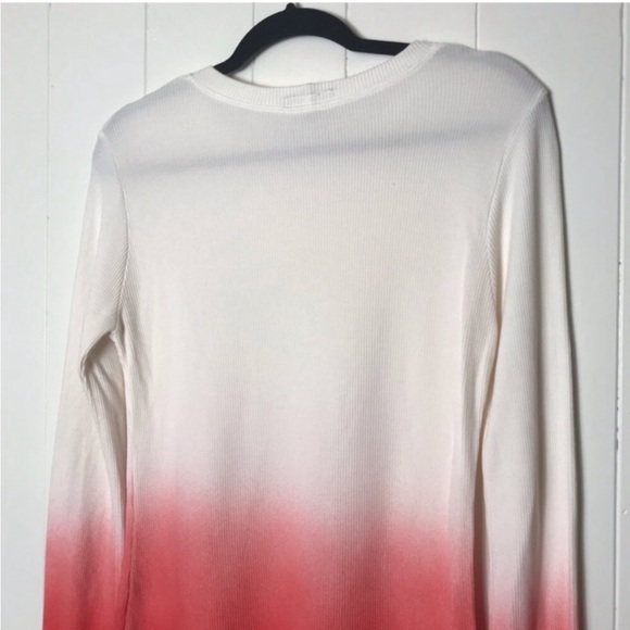 GGO Fine Organic Clothier Thermal Ombré Long Sleeve Top Shirt Coral White XL - Picture 6 of 7